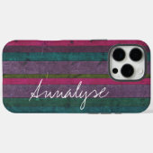 ウッドカラフルルックピンクティール（緑がかった色）パープルトレンディー Case-Mate iPhoneケース (裏面 (横))