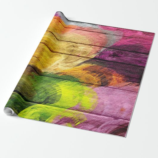 ウッドカラフル抽象芸術絵画ズ#5 ラッピングペーパー (アンロールド)