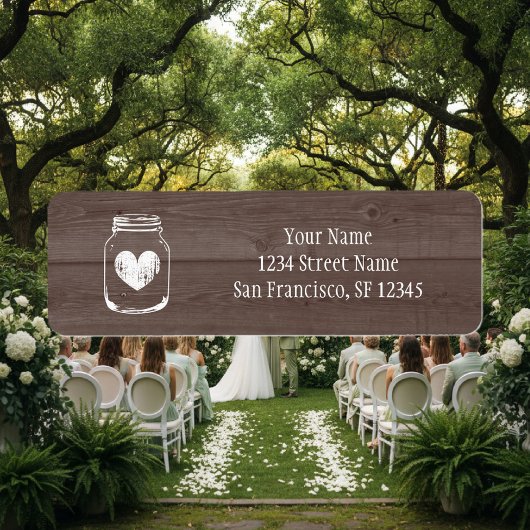 ウッドカントリーのシックなメイスンジャーの差出人住所ラベル ラベル