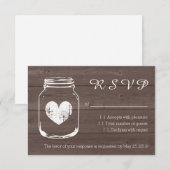 ウッドカントリーのシックなメイソンのjar RSVPのカード結婚。 出欠カード (正面/裏面)