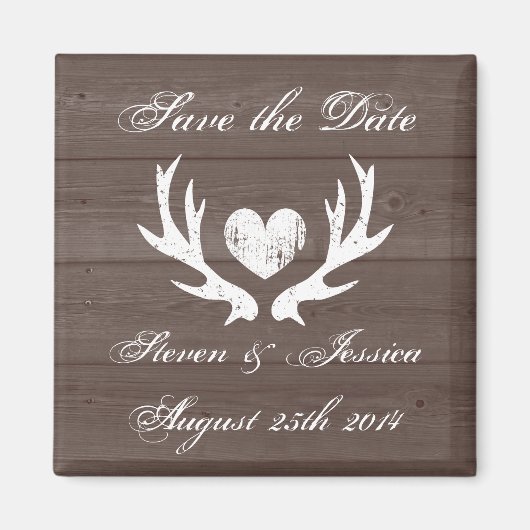 ウッドカントリーのシックな鹿の角は日付磁石を保存 マグネット (正面)