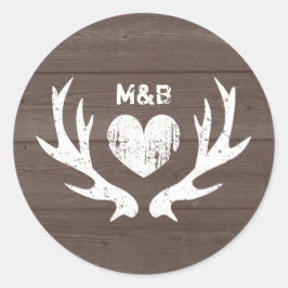 ウッドカントリーのシックな鹿の角結婚式用シール ラウンドシール