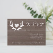 ウッドカントリーのシックな鹿の角RSVP結婚のカード 出欠カード (スタンド正面)