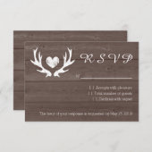 ウッドカントリーのシックな鹿の角RSVP結婚のカード 出欠カード (正面/裏面)