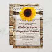 ウッドカントリー素朴ひまわり結婚式招待状 招待状 (正面/裏面)