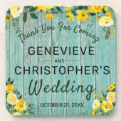 ウッドカントリー素朴イエローフローラアウトドア結婚ズ コースター (正面)