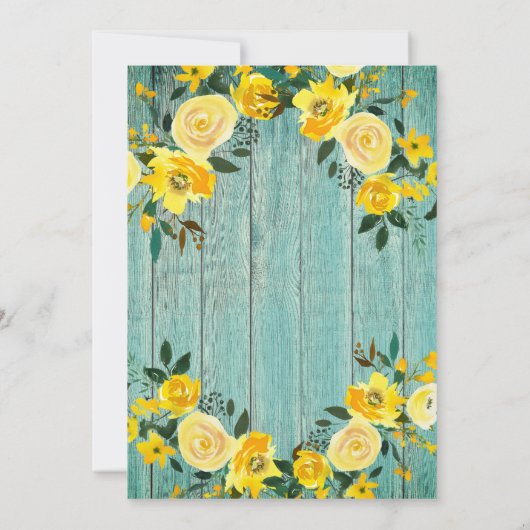 ウッドカントリー素朴イエローフローラアウトドア結婚ズ 招待状 (裏面)