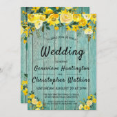 ウッドカントリー素朴イエローフローラアウトドア結婚ズ 招待状 (正面/裏面)