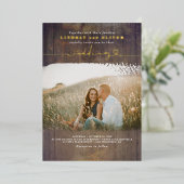 ウッドカントリー素朴ウェディングフォト 箔招待状 (立ち正面)