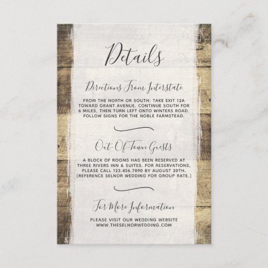 ウッドカントリー素朴ウェディング詳細/アクセス情報 エンクロージャーカード (正面)