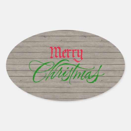 ウッドカントリー素朴クリスマスステッカー 楕円形シール (正面)
