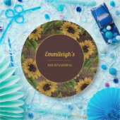 ウッドカントリー素朴サンフラワーズ引っ越し祝いパーティー ペーパープレート (パーティー)