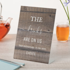 ウッドカントリー素朴ハングオーバードリンクオープンバー看板 台座サイン