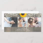 ウッドカントリー素朴バーンサンフラワーレースありがとう サンキューカード (正面/裏面)