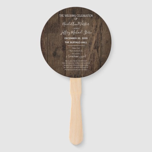 ウッドカントリー素朴バーン結婚式 プログラム ハンドファン (正面)