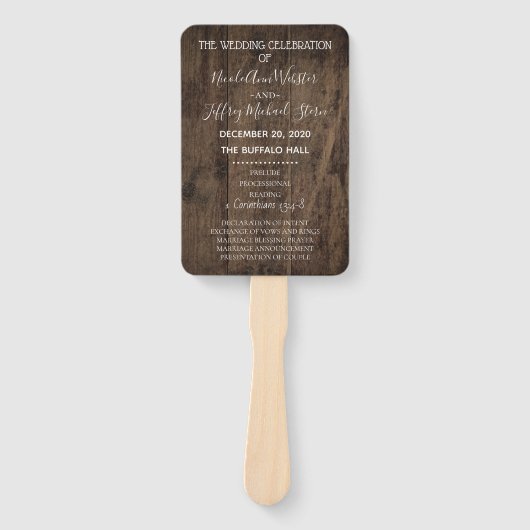 ウッドカントリー素朴バーン結婚式 プログラム ハンドファン (正面)