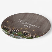 ウッドカントリー素朴パインズライト&スノークリスマス ペーパープレート (アングル)