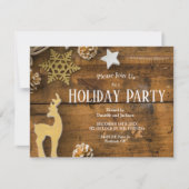 ウッドカントリー素朴ピネコーンクリスマスパーティー 招待状 (正面)