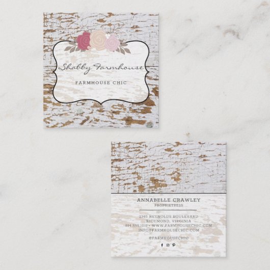 ウッドカントリー素朴ファームハウスバラスクリプトビジネス スクエア名刺 (正面/裏面)