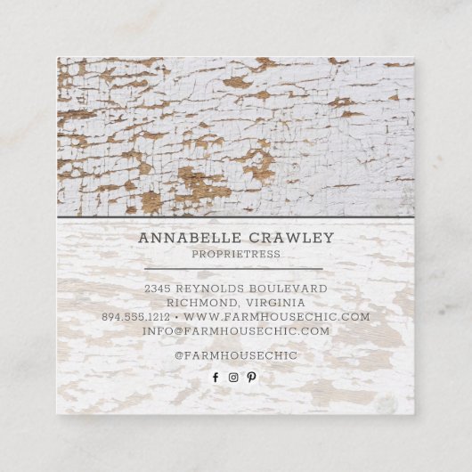 ウッドカントリー素朴ファームハウスバラスクリプトビジネス スクエア名刺 (裏面)