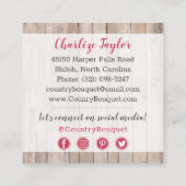 ウッドカントリー素朴ファームハウスフローラソーシャルメディア スクエア名刺 (裏面)