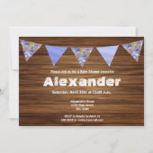 ウッドカントリー素朴ファームハウス男の子のシャワー 招待状 (正面)