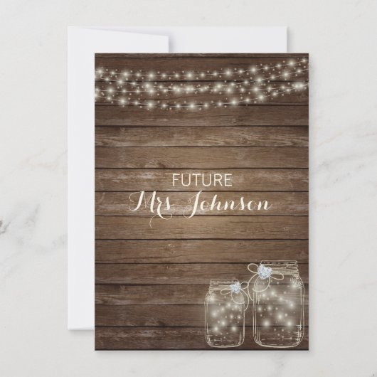 ウッドカントリー素朴メイスンジャーブライダルシャワー 招待状 (裏面)