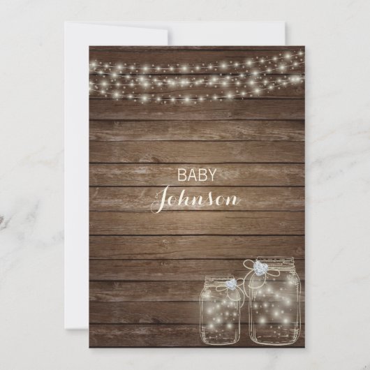 ウッドカントリー素朴メイソンジャースベビーシャワー 招待状 (裏面)