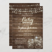 ウッドカントリー素朴メイソンジャースベビーシャワー 招待状 (正面/裏面)