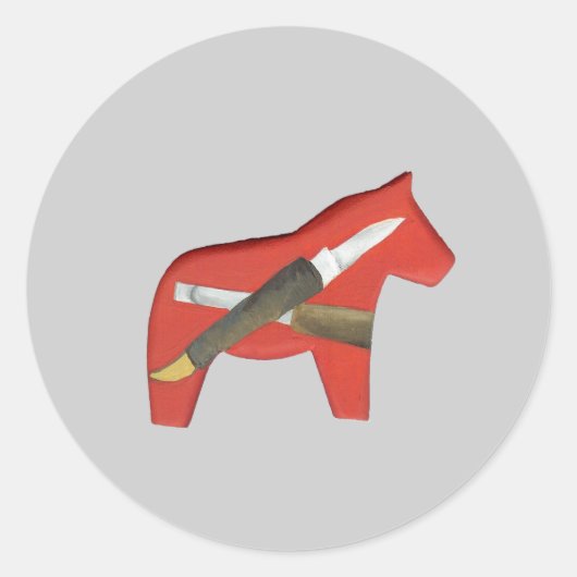 ウッドカーバーの馬のステッカー ラウンドシール (正面)