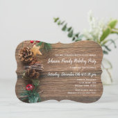 ウッドカ素朴ントリークリスマスホリデーパーティ招待状 招待状 (スタンド正面)