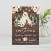 ウッドガール素朴キャンピング誕生日招待状 招待状 (スタンド正面)