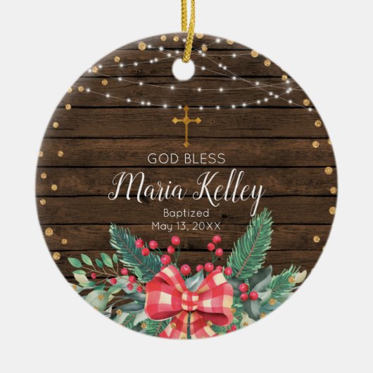 ウッドガール素朴バプテスマ セラミックオーナメント (正面)