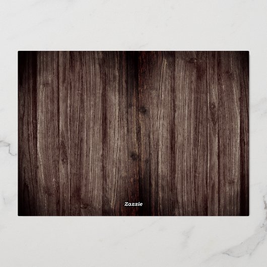 ウッドガール素朴フォトファースト聖餐式 – 金ゴールド 箔招待状 (裏面)