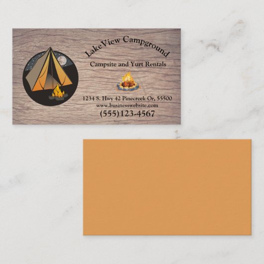 ウッドキャビン素朴キャンプグラウンドバケーションレンタル 名刺 (正面/裏面)