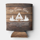 ウッドキャビン素朴ロッジパーソナライズされた 缶クーラー (裏面)