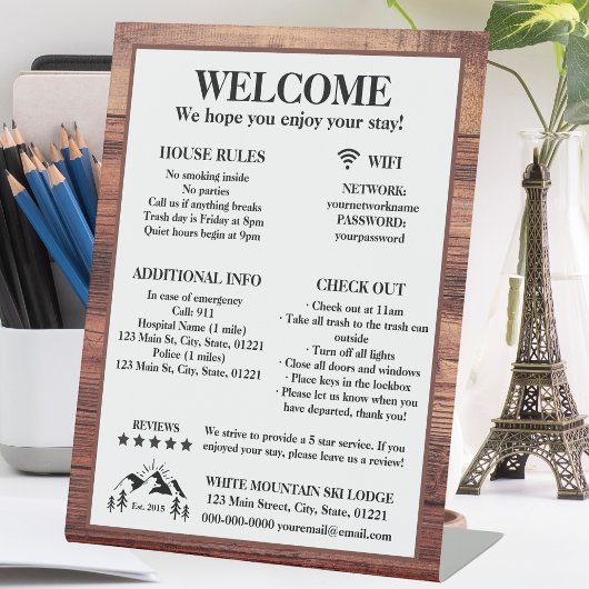 ウッドキャビン素朴ロッジレンタルプロパティウェルカム 台座サイン