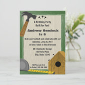 ウッドクラフト建物おもしろい誕生日 招待状 (スタンド正面)