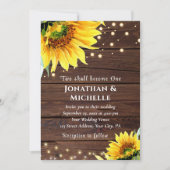 ウッドクリスチャンのヒマワリ結婚ストリングライト 招待状 (正面)