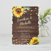 ウッドクリスチャン素朴ズのひまわり結婚照明 招待状 (スタンド正面)