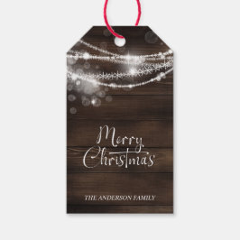 ウッドクリスマスのレトロなストリングライト ギフトタグ