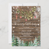 ウッドクリスマスオーナメントパインツリーズホリデーパーティー 招待状 (正面)