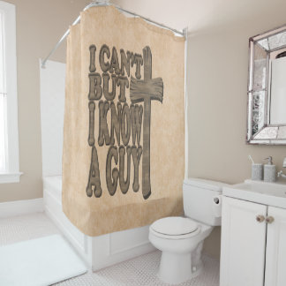 ウッドクロスオブキリスト3Dクリスチャンデザイン シャワーカーテン