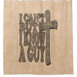 ウッドクロスオブキリスト3Dクリスチャンデザイン シャワーカーテン