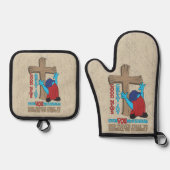 ウッドクロスキューズユアマケゴスペルTシャツ 鍋つかみ&鍋敷きセット (正面)