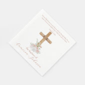 ウッドクロスピンク赤面フローラバプティスバイブル聖句 スタンダードランチョンナプキン (角)