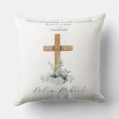 ウッドクロスホワイト&ブルーフラワーバイブル詩 クッション (裏面)