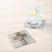 ウッドクロス素朴ファースト・ホーリー・コミュニオンフォト スクエアペーパーコースター (インサイチュ)