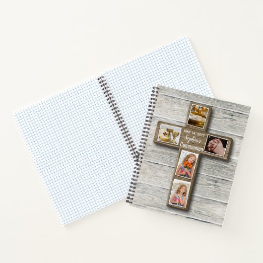 ウッドクロス素朴ファースト・ホーリー・コミュニオンフォト ノートブック (内部)