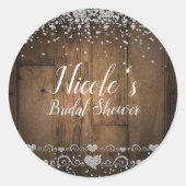 ウッドグラム素朴ダイヤモンドグリッターパーティーフェイブ ラウンドシール (正面)